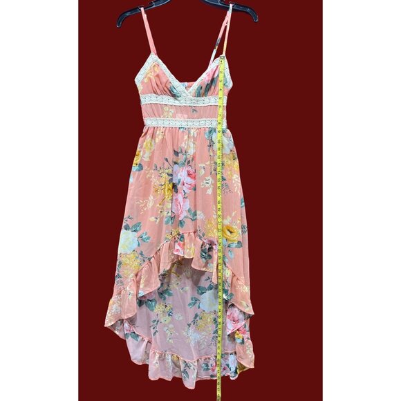 Rue 21 - Women's Summer Sleeveless High Low Hem Ruffle Floral Dress - Pink - XS - Picture 7 of 16